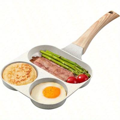 Egg Pans Small Frying Pan Nonstick For Eggs 3 Section For Breakfast, Omelette Pan Egg Frying Pan Suitable For Pancake, Hamburger, Sandwiches