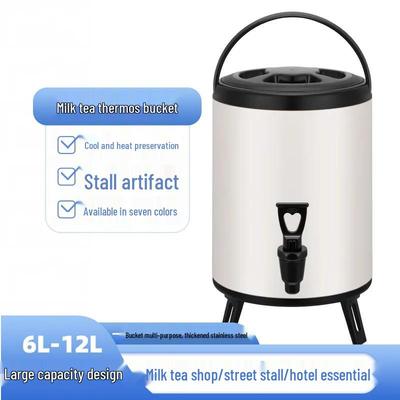 Large Capacity Insulated Stainless Steel Beverage Bucket for Milk Tea, Herbal Tea, Coffee, Juice, or Soy Milk