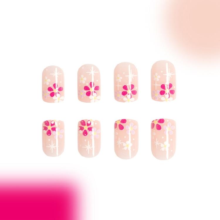 Quadratische Nagelspitzen Blume Falsche Nägel Aufkleben Auf Nagel Aufkleben Nagel Press-On-Nagel Künstliche Falschnägel für Damen und Mädchen