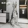 Home Decor Electroplate Resin Dog Sculpture Ornaments Large Landing Home Living Room Decoration Statues European Style Creative