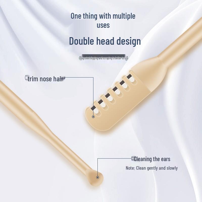 Manual Nose Hair Trimmer & Ear Pick Set with Scraper Sticks and Scissors