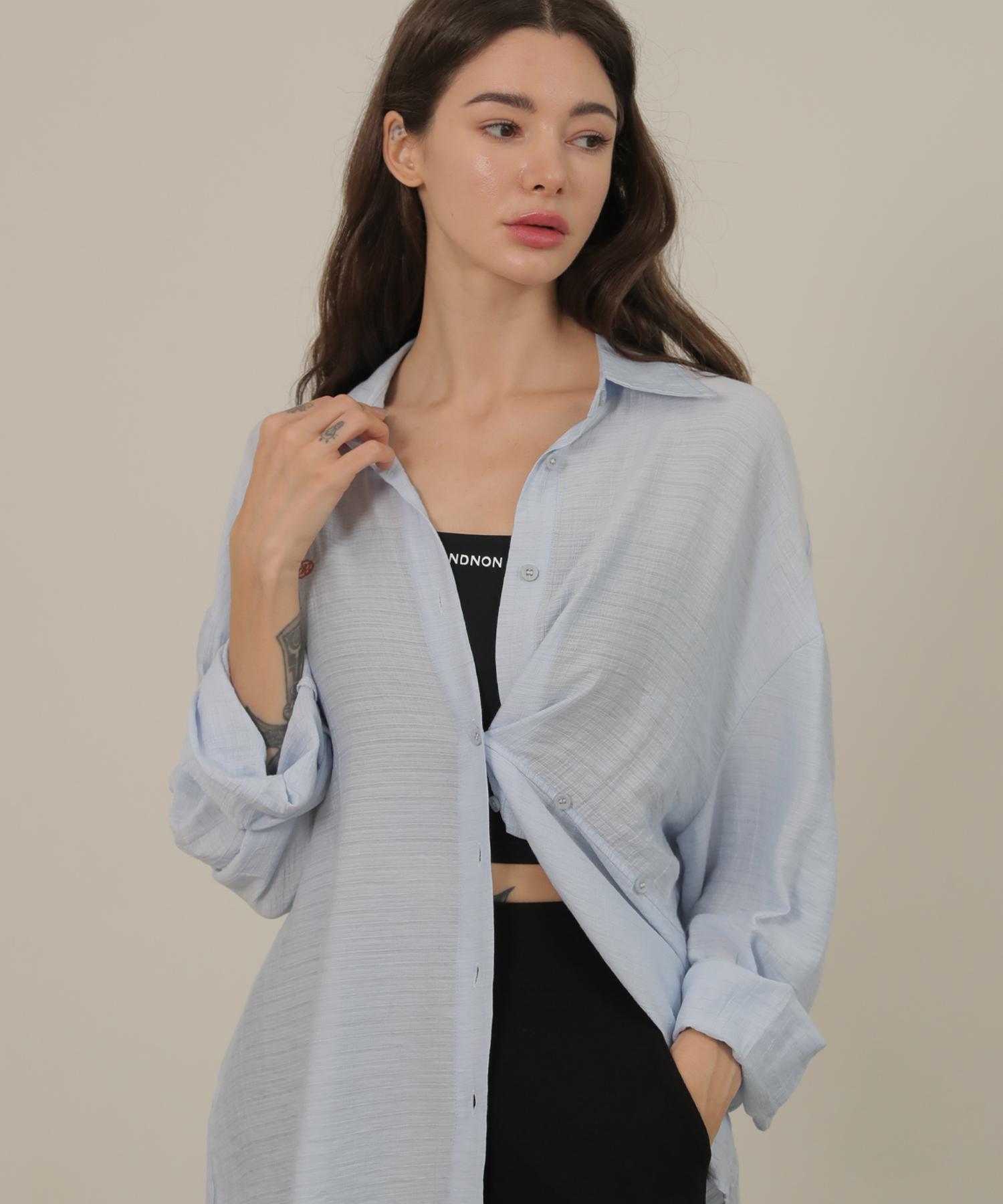 Non And Non Rap Button Two Way Shirt_Nssh467 (Sky Blue) Skyblue/Skyblue
