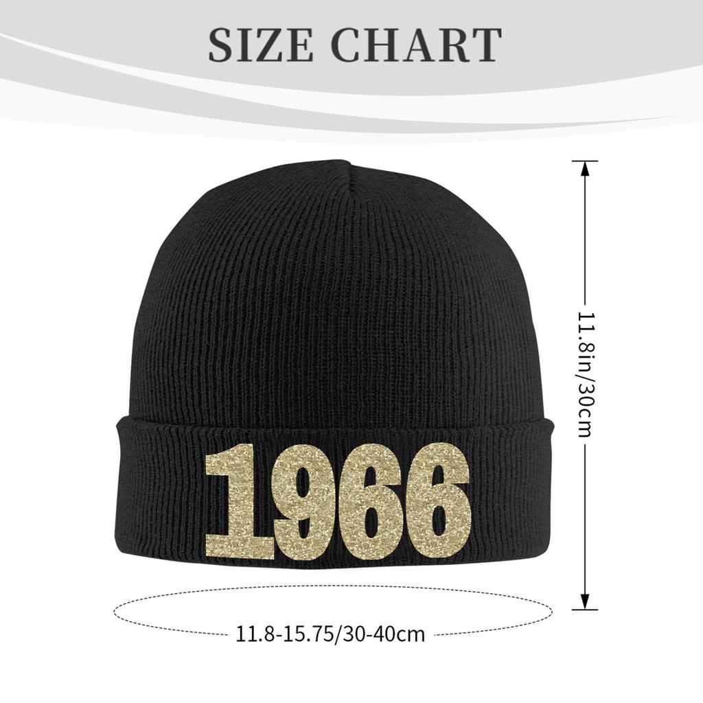 Born In 1966 Vintage Age 60 Years Old Funny 60th Birthday Knit Hat Beanies Winter Hat Warm Acrylic Hiphop Caps Men Women