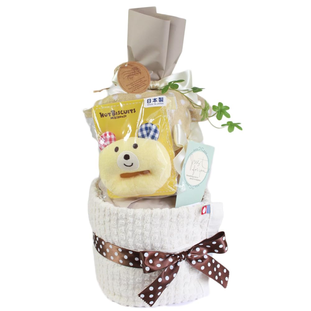 

Торт из подгузников, подарок для новорожденных мальчиков и девочек, включает полотенце из японской марли и погремушку в виде медвежонка.