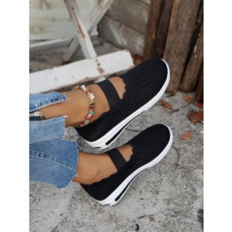 Spring and summer new fly-woven mother shoes one-pedal elastic mesh medium and old lightweight thick-soled casual shoes
