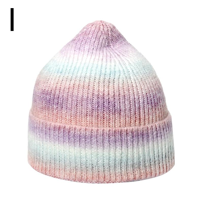 1Pc Ski Caps Thicken Knitted Hat Winter Hip Hop Slouchy Women/Men Soft Harajuku Style Outdoor Tie Dye Color