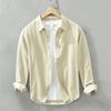 Camicia da Uomo a Manica Lunga Regular Colore Uniforme Camicia per Giovani Lavoro Autunno Abbigliamento da Uomo Camicie Casual Larghe