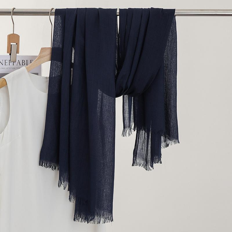 Monochrome Thin Scarf Women'S Sunscreen Shawl Solid Color Simple Imitation Cotton And Linen Silk Scarf High-End Yarn