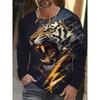 Hot Selling 3D Tiger Print Men's Street Trendy Round Neck Long Sleeved T-shirt