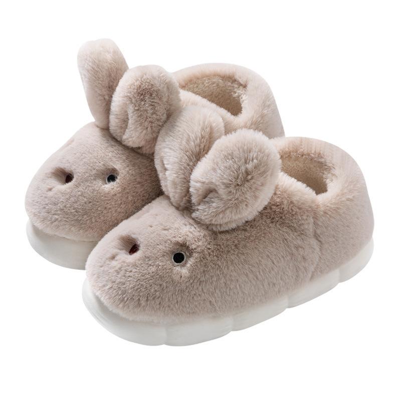 2025 autumn and winter new plush rabbit cotton slippers women's shoes home indoor warm cute silent non-slip men's slippers