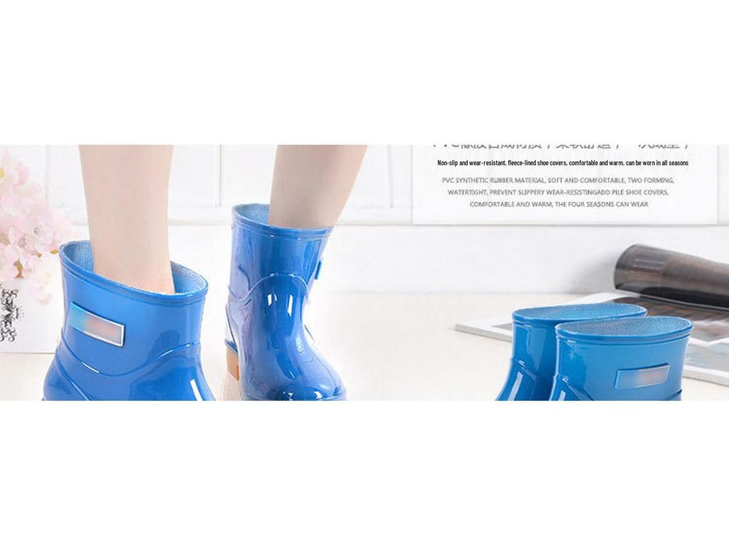 Women's Non-slip Low-top Rain Shoes, Short Tube Rubber Boots, Low Heel Water Shoes