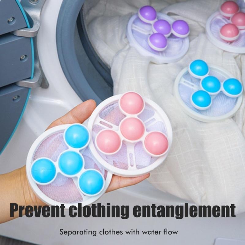 3Pcs Push Bubble Washer Balls Laundry Washing Balls Multifunctional No Winding Washing Machine Balls With Net