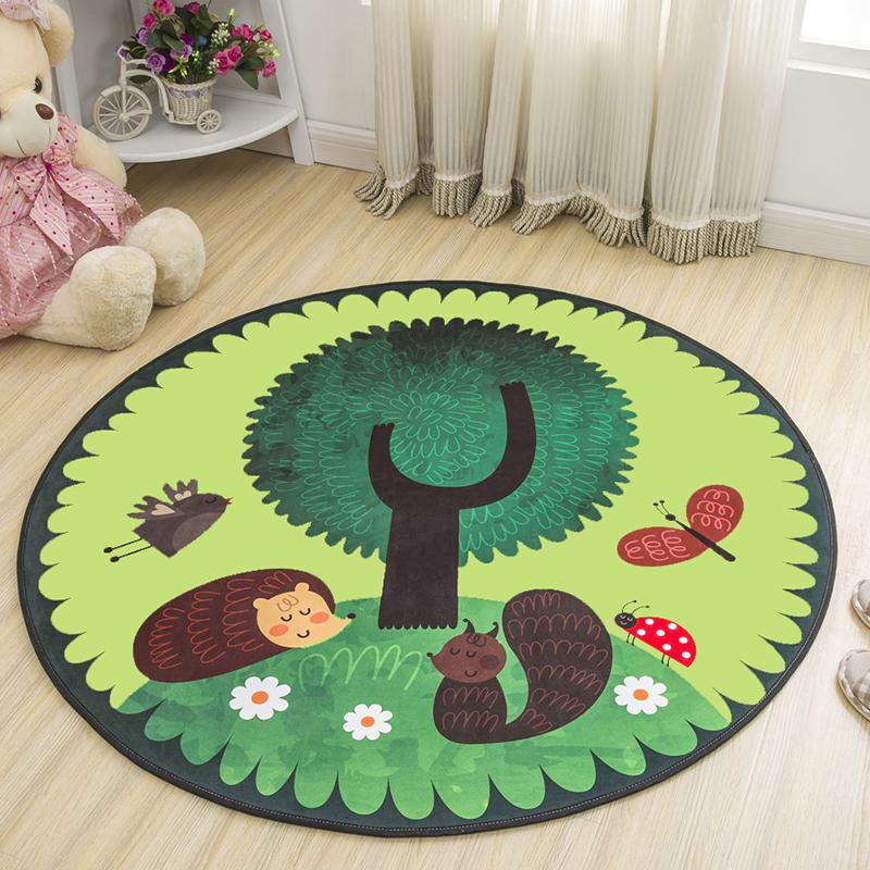 Hand-painted Colorful Printed Pattern Round Floor Mat Home Bedroom Living Room Decoration Lovely Floor Mat Doormat
