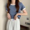 Women's Color Block Round Neck Slim Fit T-shirt - Korean Style Summer Base Layer
