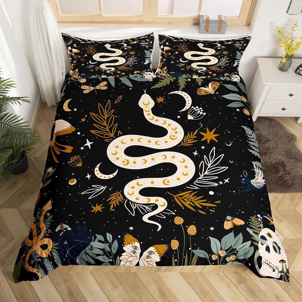 Sun And Moon Duvet Cover Moth Sugar Skull Bedding Set Microfiber Butterfly Snake Animal Quilt Cover Weed Plants Bedspreads Cover