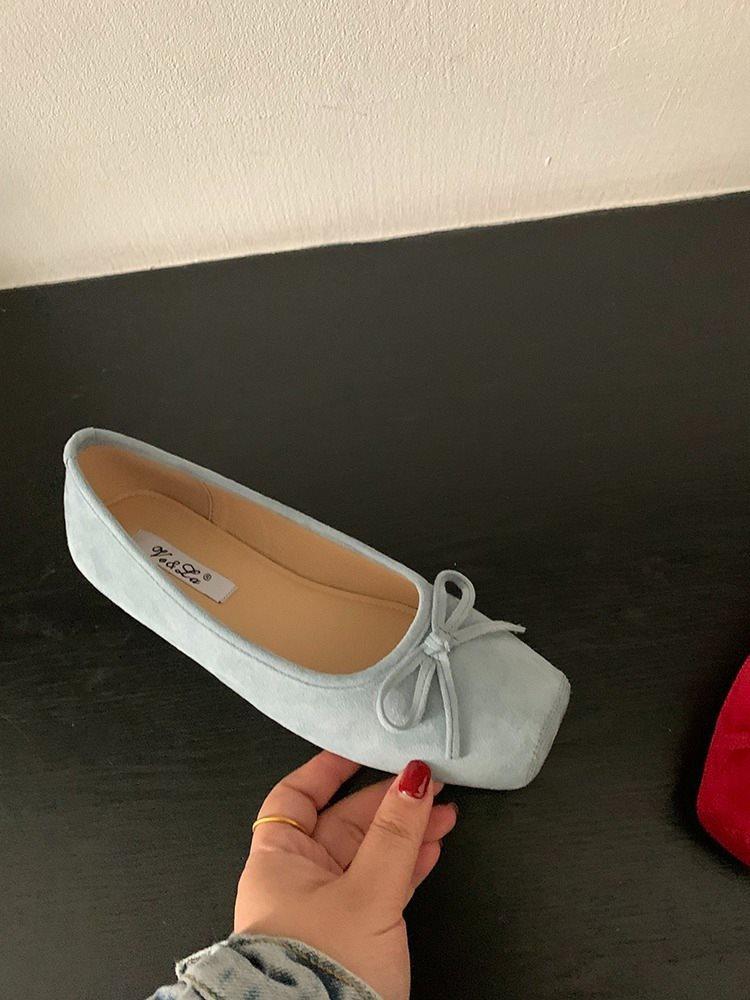 Flat-bottomed retro women's shoes red single shoes bow shoes pedal lazy shoes spring and autumn