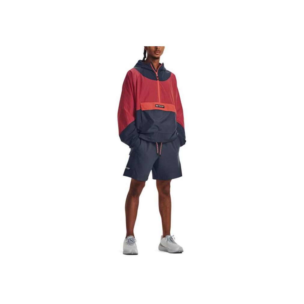 Under Armour Color Block Logo Print Hoodie Men Gray 1377183-044