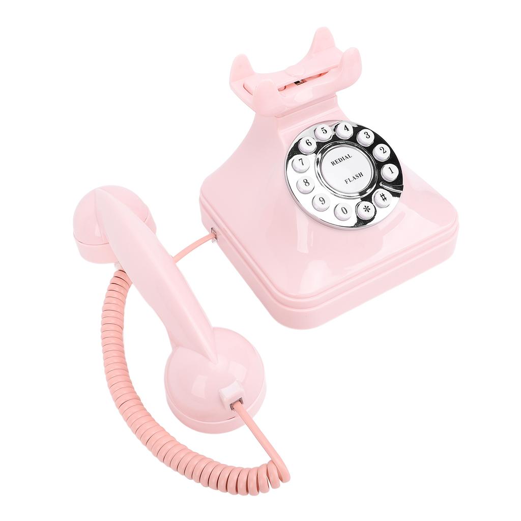 Retro Telefon Obrotowy z Tarczą Czysty Głos Przechowywanie Numerów Vintage Telefon Stacjonarny Staromodny Telefon Przewodowy do Domu Kawiarni