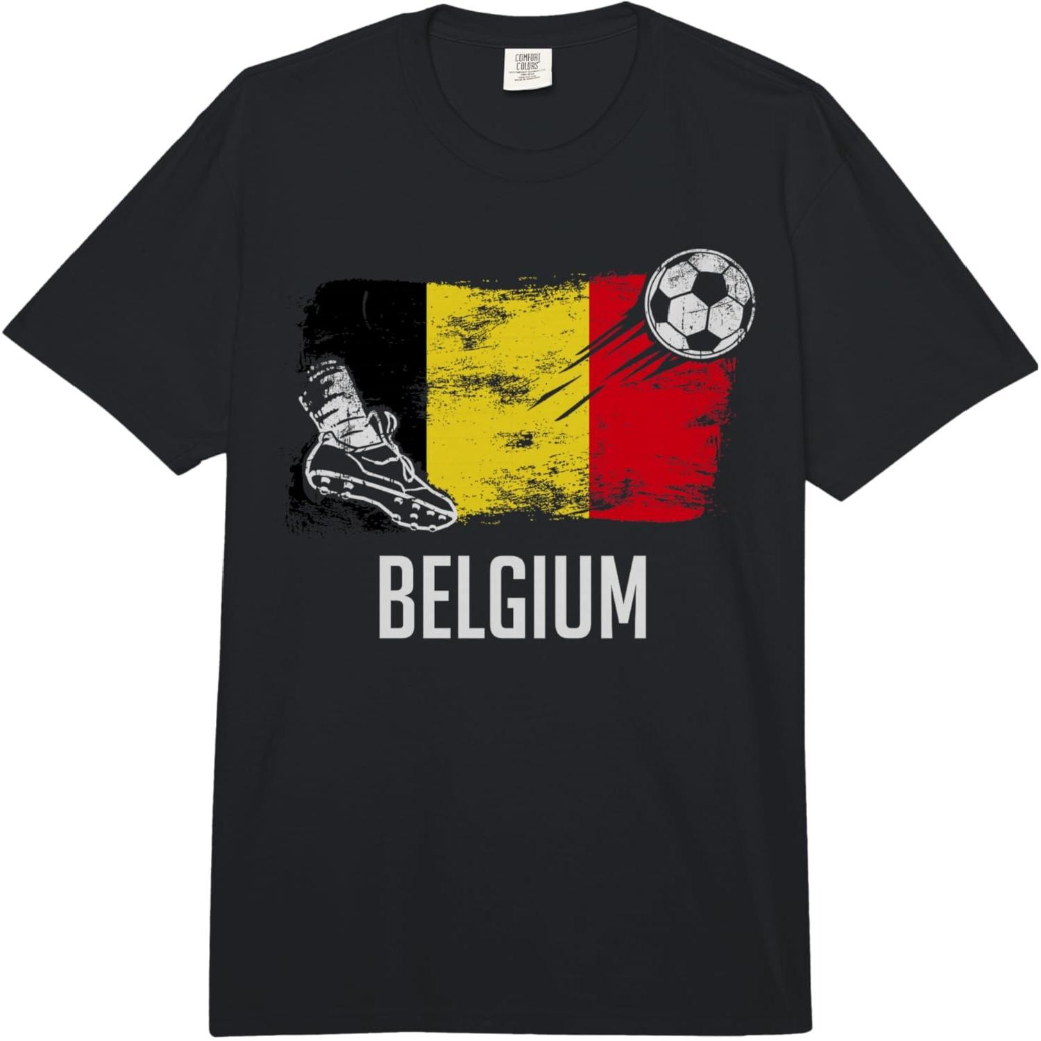 Belgium Flag Jersey Belgian Soccer Team Belgian Comfort Colors Adult Heavyweight T-Shirt S