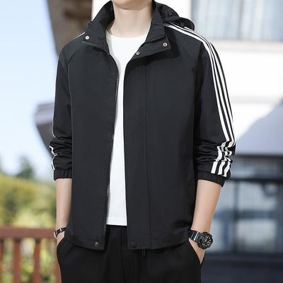 Neue Jacke Herren Herbst Kapuzen Drei-Stab Jacke Jacke Casual Trenchcoat Jugend Mode Top Trendy