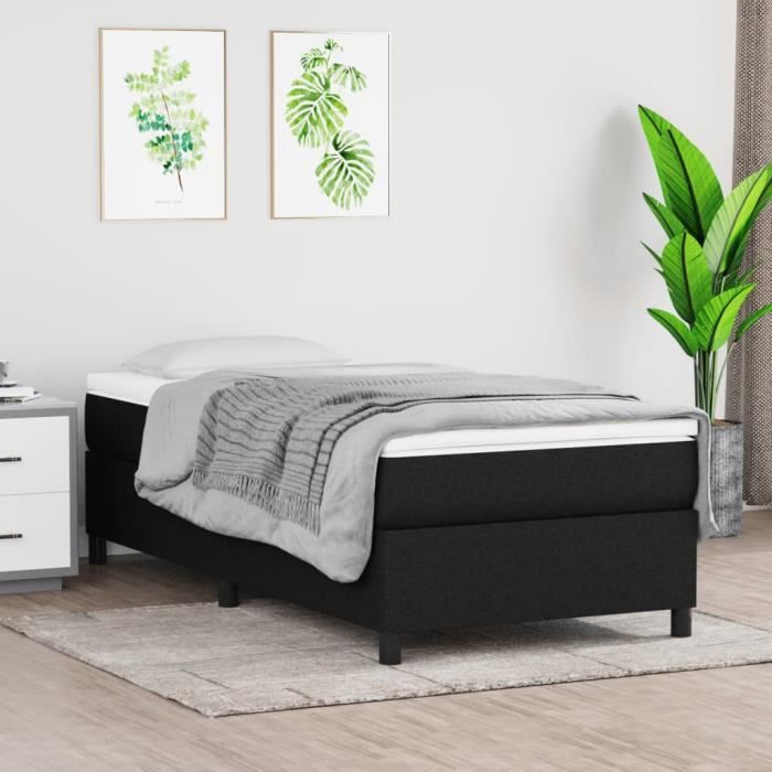3144377 vidaXL Divan Bed and Mattress Black 80x200 Cm Fabric