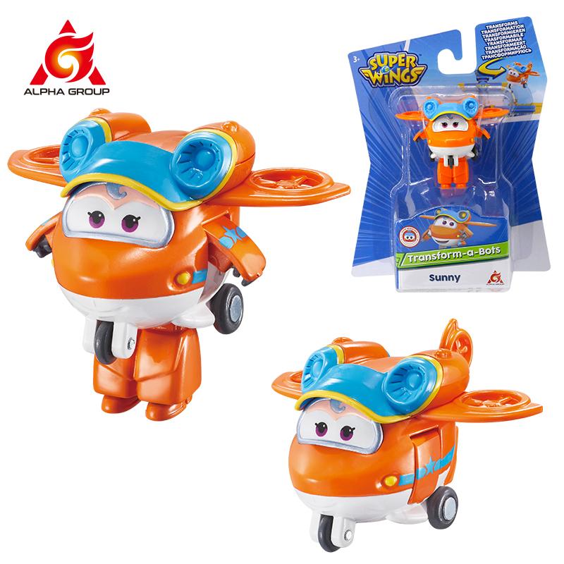 Super Wings Mini Dizzy Transform Roboter zu Flugzeug in 3 Schritten 5 cm Verformbare Actionfiguren 2 Modi Verwandlung Kinderspielzeug