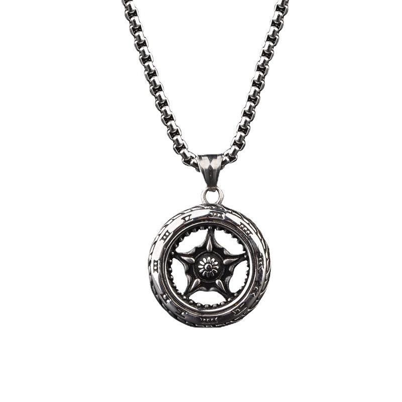 European and American Fashion Wheel Trend Accessories Pendant Sweater Chain Necklace Pendant