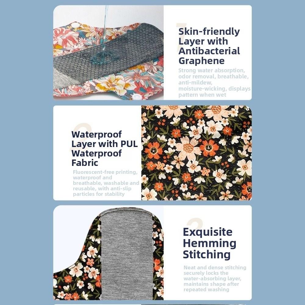 Graphene Reusable Sanitary Pads Leak Proof Menstrual Cloth Pads Nursing Pad for Women  Night