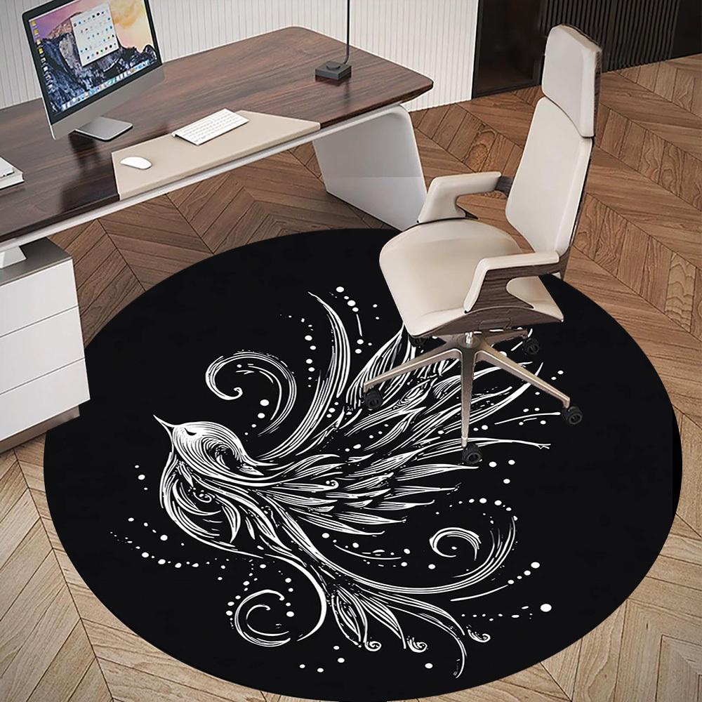 1pc bird flower Round Chair mat Area Rug - Non-Slip, Floor Mat for Office, Bedroom, and Indoor Decor -1002039