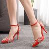 Women High Heels Sandals Wedding Shoes Bride High Heels Party Ladies Rhinestones Pointed Toe Thin Heel Women's Pumps