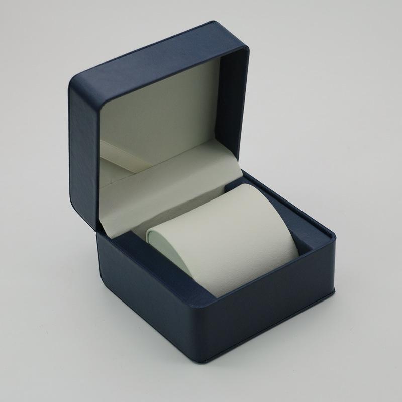 Rounded Corner PU Leather Single Watch Storage Box with Threaded Flip Cover