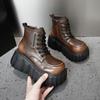 Thick-soled Martin boots women's new 2025 autumn and winter heightening medium tube women's boots British wind fried street locomotive short boots