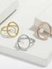 Geometrischer Ring aus Edelstahl mit 18 Karat Vergoldung und Kunstperle