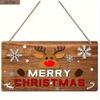 1pc 2D Flat, Rustic Christmas Sign - Merry Christmas Decoration with Red Lettering, Brown Background,Reindeer&Snowflakes