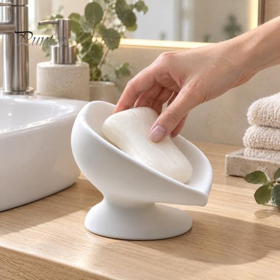 Modern Decorative Soap Case 3D Printed Dish, Self Draining Bar Holder for Bathroom Minimalist Decor Sink Countertop, Raised Tray Kitchen and