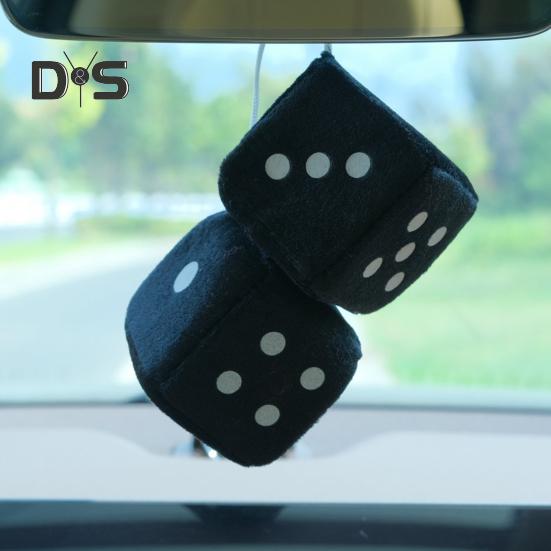 Plush Dice Pendant with Lanyard Vintage Charm Car Hanging Ornament Stress Relief Toy for Car Interior Rearview Mirror Decoration