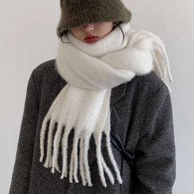 Solid Color Women Thick Scarf Winter Cashmere Shawl Warm Fashion Pashmina Scarves Long Tassel Hijab Stole Bufanda Mujer For Men