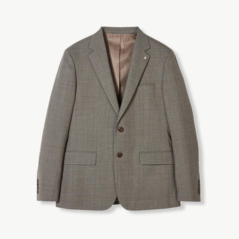 STCO Extra Fine Wool 30 Windowpane Suit Jacket_Beige (Slim Fit)_Ssjuc11Scd
