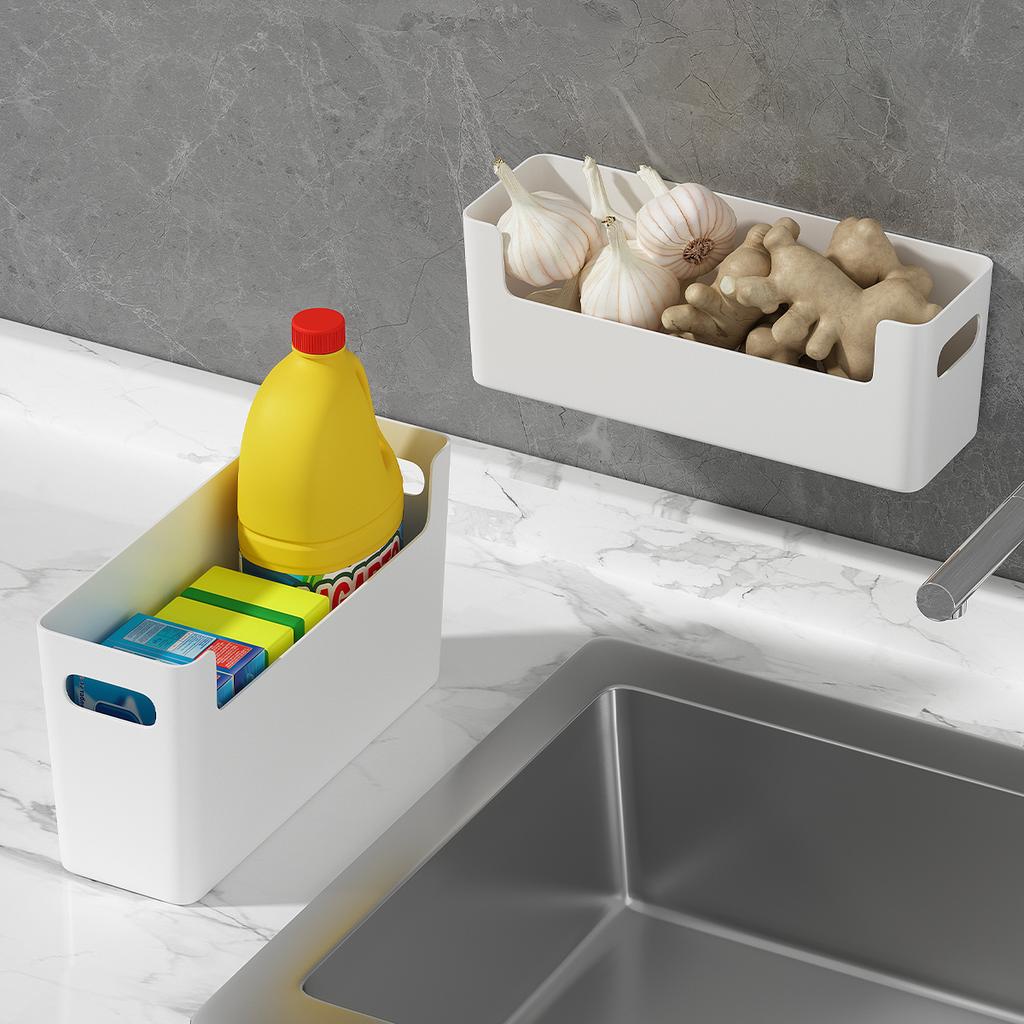  Wall Mounted Cabinet Plastic Storage Rack Multifunctional Punch Free Fridge Door Storage Holder Kitchen Storage Organiz