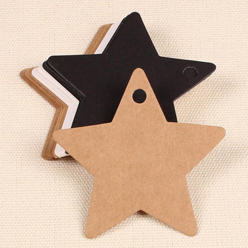 100PCS Kraft Paper Star Shape Label Writable Blank Hanging Tag Decorative Marking Card 3 Colors Available Gift Package Props ZYF