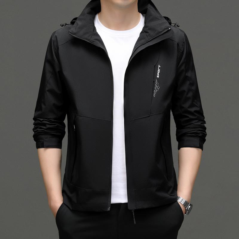 

Мужская куртка весна-осень новый стиль повседневная куртка с капюшоном для молодежи и людей среднего возраста спортивное свободное тонкое пальто 5XL