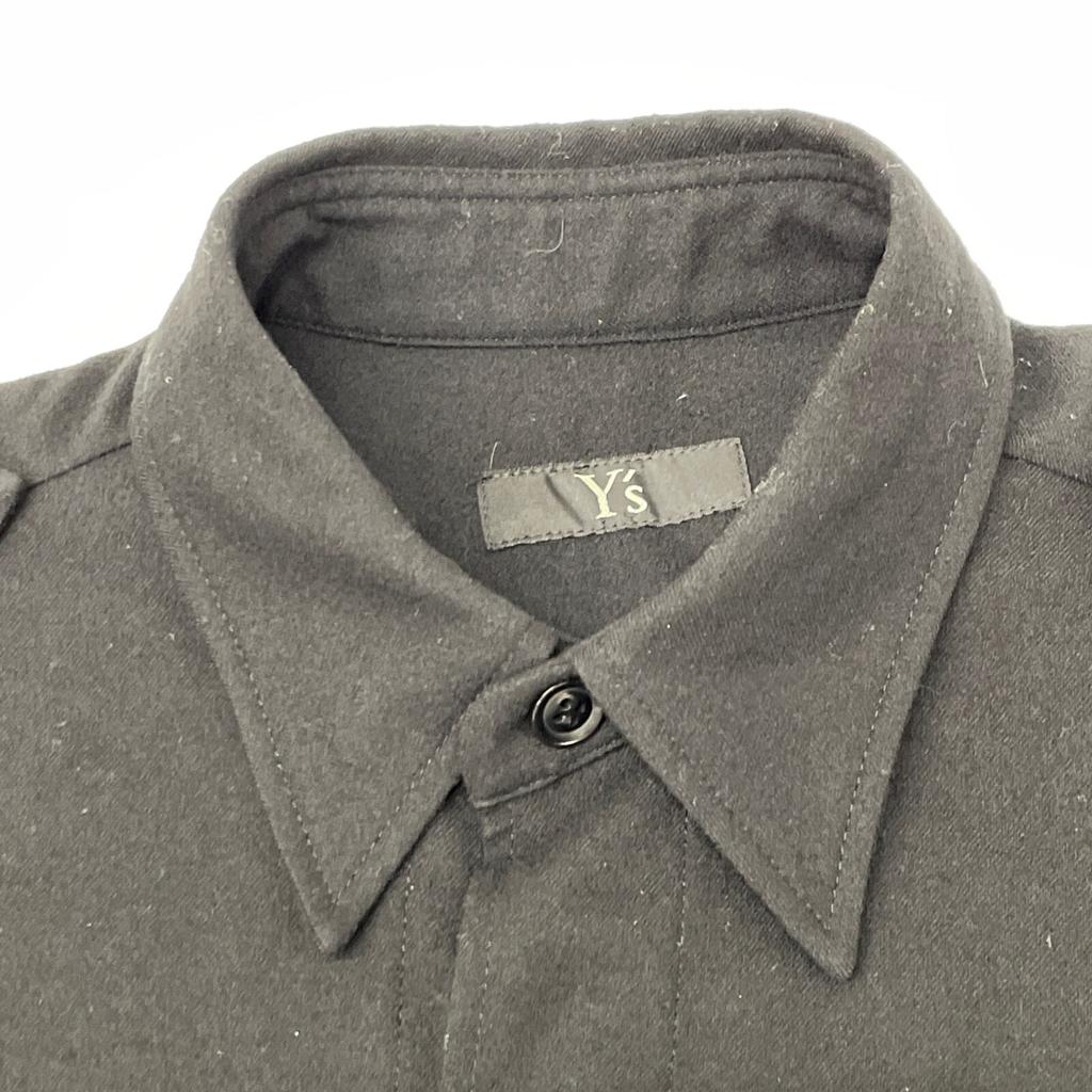Y's YR-D06-101 FLANNEL CHEST POCKET SHIRT DRESS dress 1 blackUsed