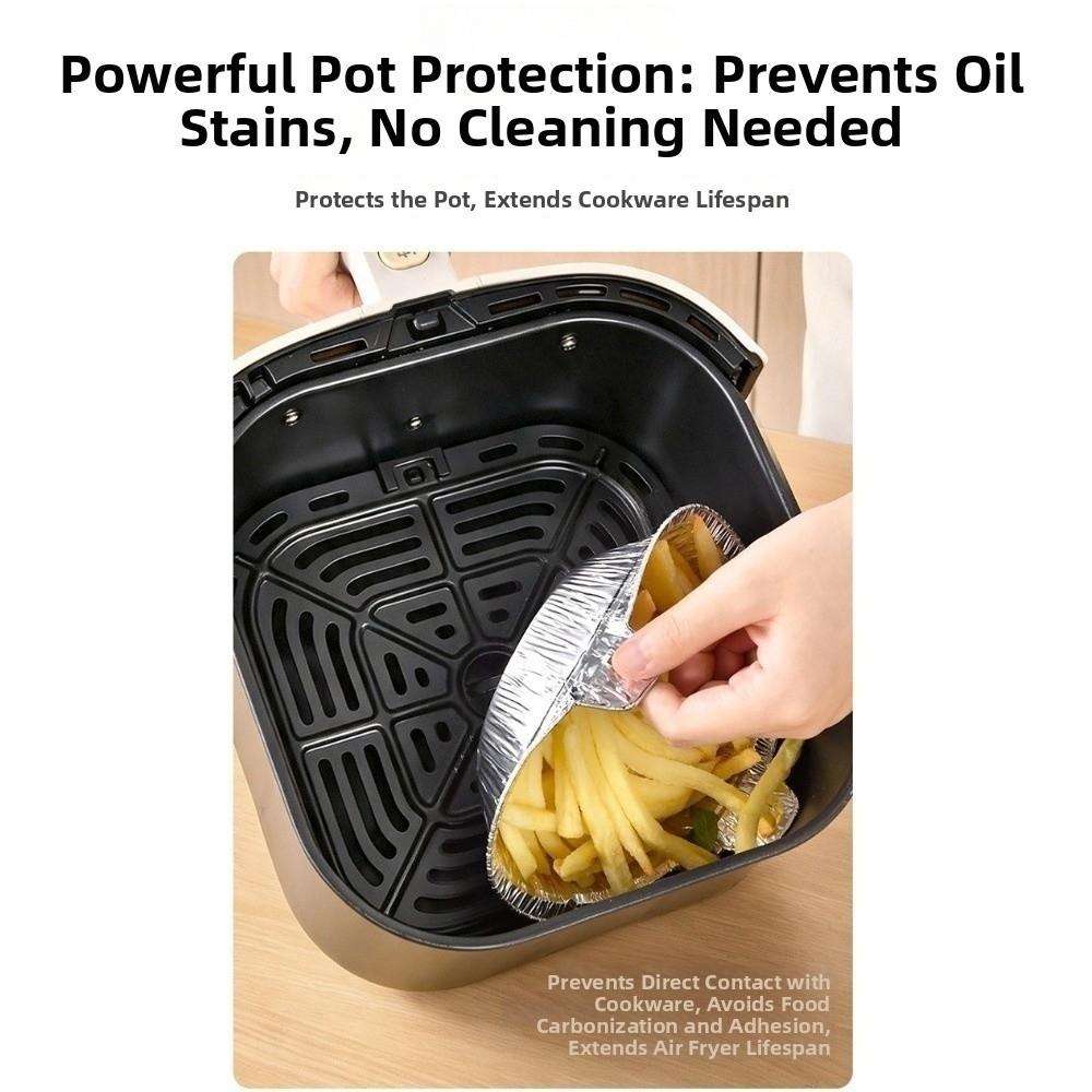 Round Foil Baking Pans with Double Handles Air Fryer Liners Pizza Base Liners Air Fryer Cooking