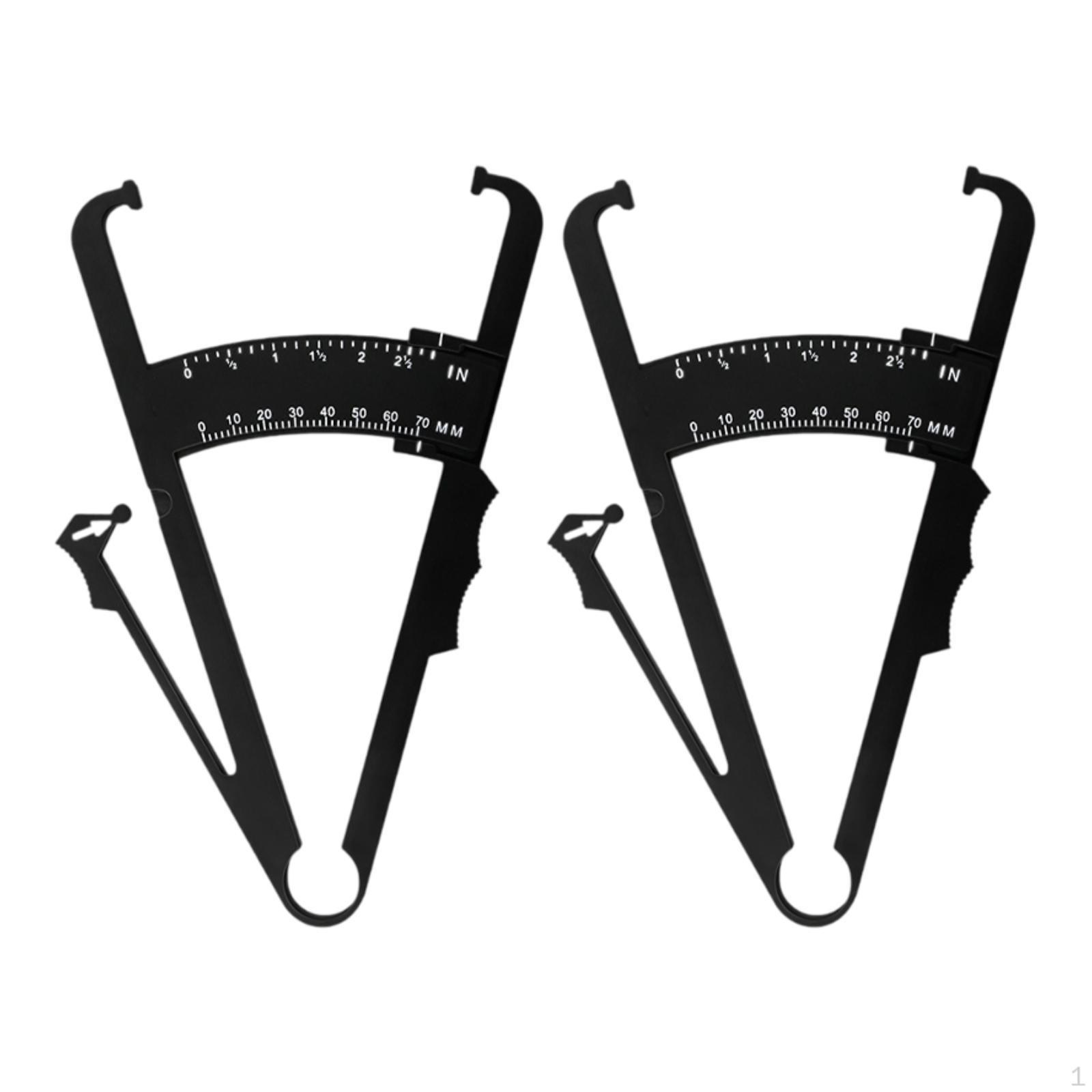 

2 Pieces Body Caliper Tool for Fitness Accurate Skinfold Measuring Tools Black Double Scale