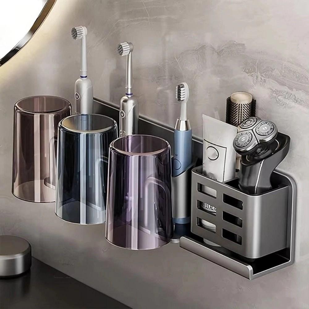 Samolepicí úložný stojan na zubní pastu Vodotěsný závěsný držák na zubní kartáčky Toaletní potřeby
