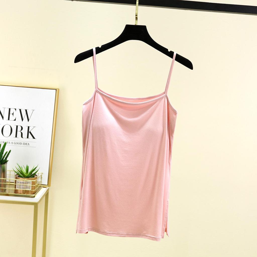 Modal Summer Camisole with Open Chest Pads - Slimming Sleeveless Base Vest