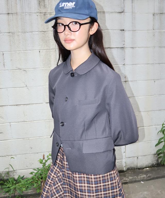 RONRON Check Flare Banding Midi Skirt Brown