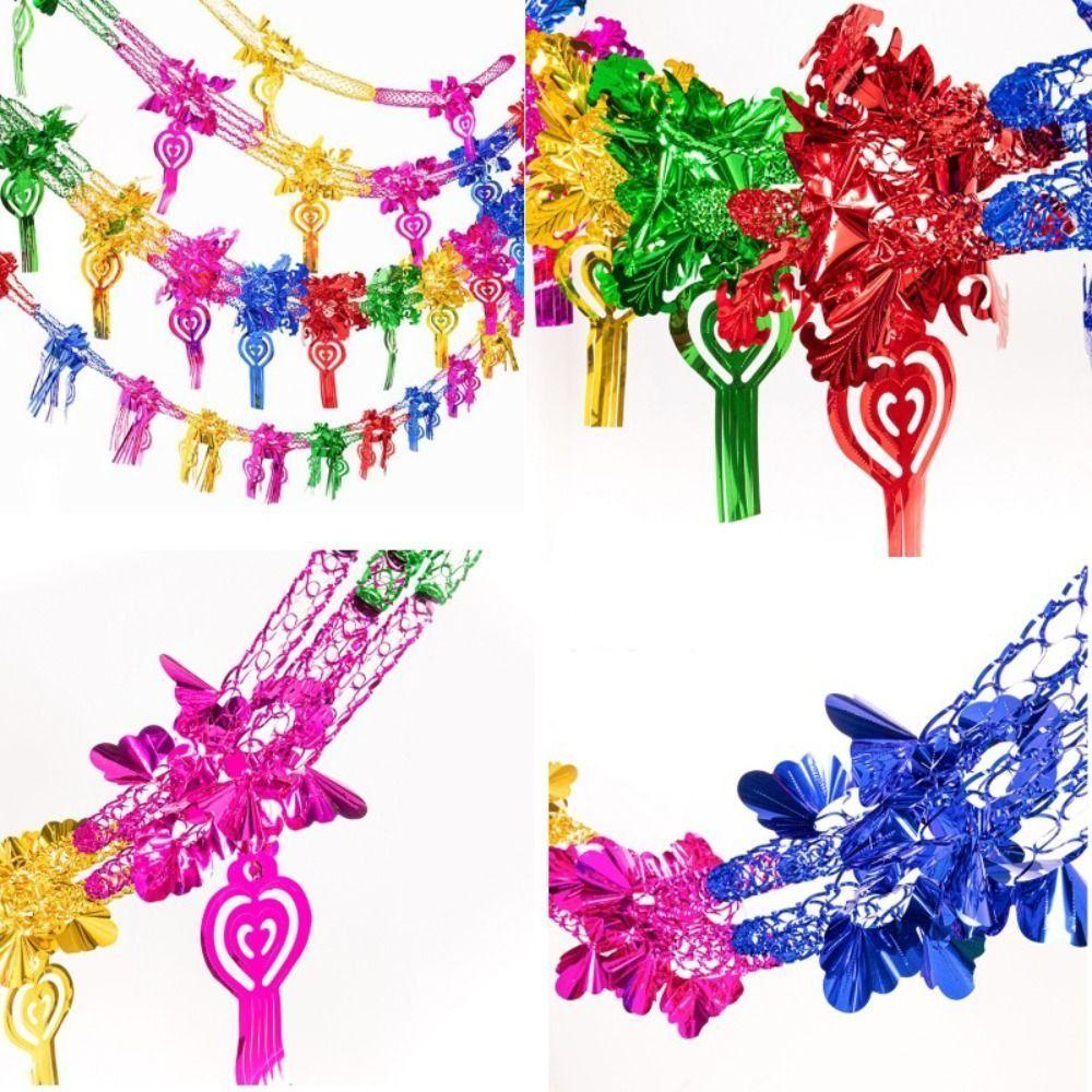 1/4pcs Xmas Gift Christmas Metalic Foil Garland Multi Colour Wedding Accessories Ceiling Wreath Creative Party Supplies