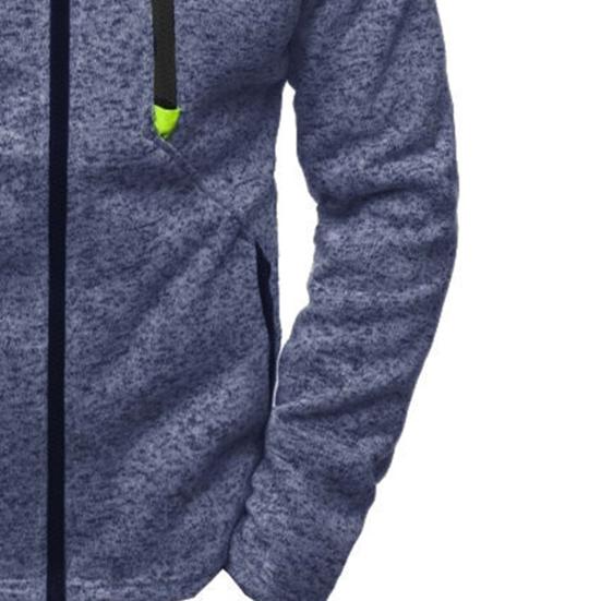 Men Hoodie Zipper Warm Solid Color Winter Men Fleece Hooded Sweatshirt Pullover for Daily Wear