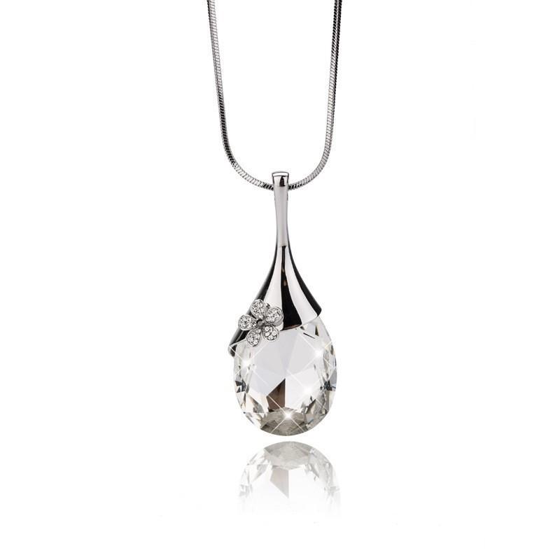 Simple Water Drop Crystal Jewelry Women's Autumn and Winter Pendant Accessories Long Temperament Pendant Necklace